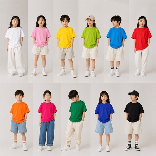 위노이 국산 아동용 베이직 30 무지 반팔 티셔츠
