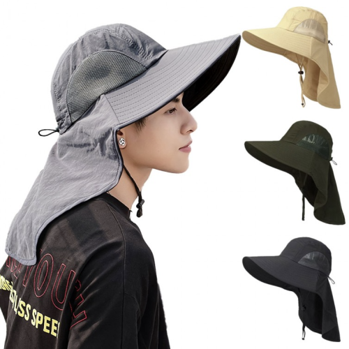 뒷목가리개벙거지모자 자외선차단사파리모자 등산벙거지모자 플랩캡