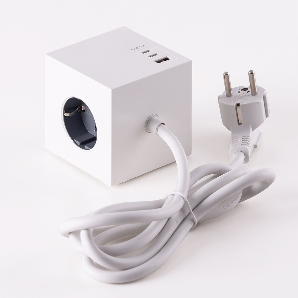 플라이토 블록 PD 20W 고용량 멀티탭 3구 C타입 2포트+USB 1포트 케이블형 1.5M