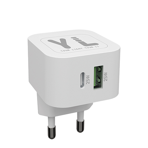 YL 25W PD PPS 2포트 듀얼 멀티 USB-A C타입 초고속 충전기 어댑터
