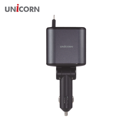 유니콘 4in1 릴타입 차량용 시거잭 멀티 고속충전기 LED 화면 빔프로젝션 CP-500D