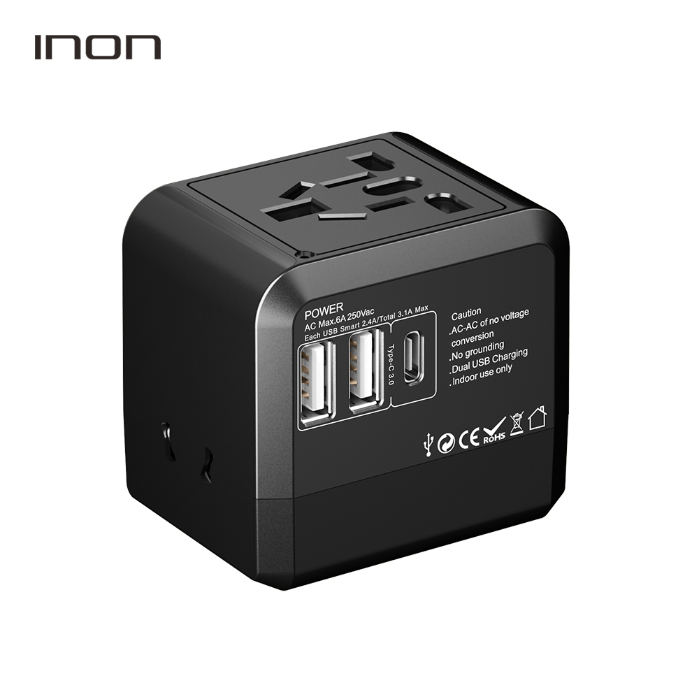 USB 3포트 해외 여행용어댑터 2USB + 1Type C