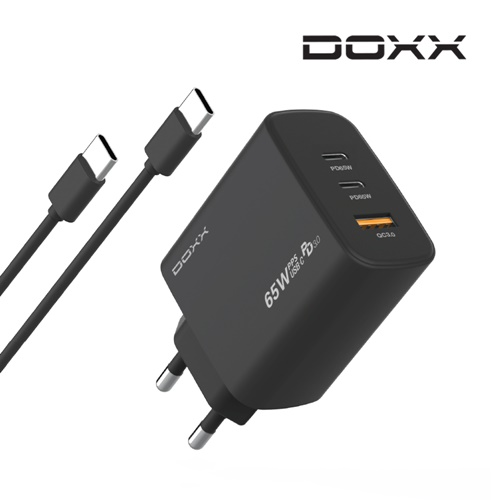 DOXX 65W 3포트 PD3.0 PPS C타입 초고속 멀티충전기 C-C케이블포함