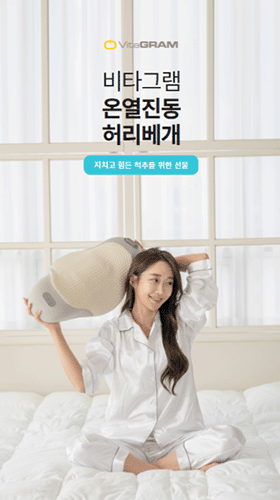 온열 진동 허리 베게 비타그램 스트레칭 에어리프트 허리 쿠션 // 인쇄가능