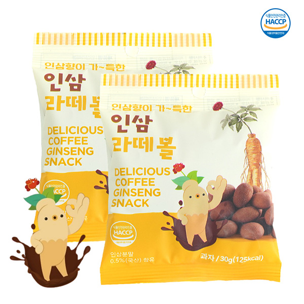 정든식품 금산 인삼 라떼볼 어르신 사무실 영양 간식 과자 커피맛 30g 12봉