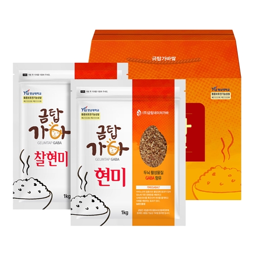 가바쌀 선물세트 3-4호 2종 현미1kg + 찰현미1kg 총 2kg // 선물박스 포장