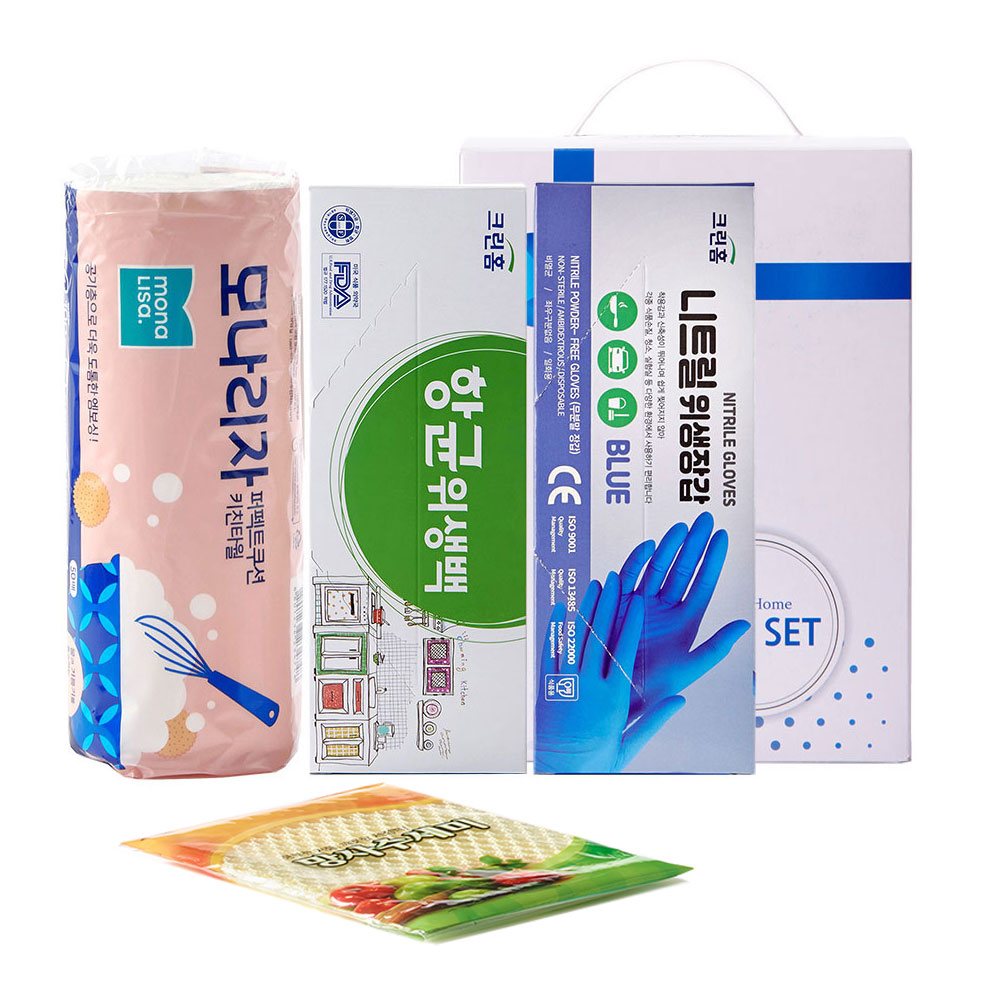 크린홈 항균백 니트릴장갑 수세미 키친타올(4종)