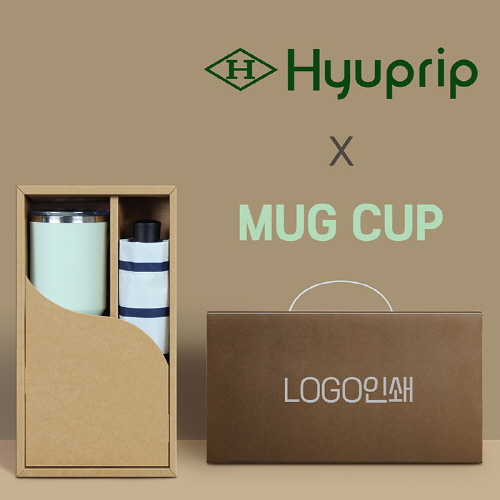 협립3단 스트라이프 수동우산 +로하스머그컵1P-세트