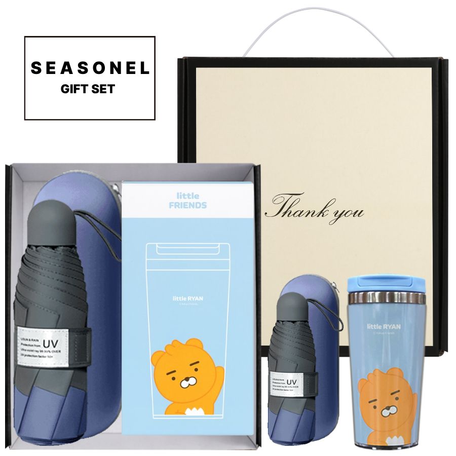 시즈넬 선물세트 고급5단우산+카카오 그래픽 텀블러 400ml