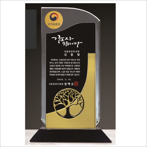 투톤 크리스탈 상패 421 -나무