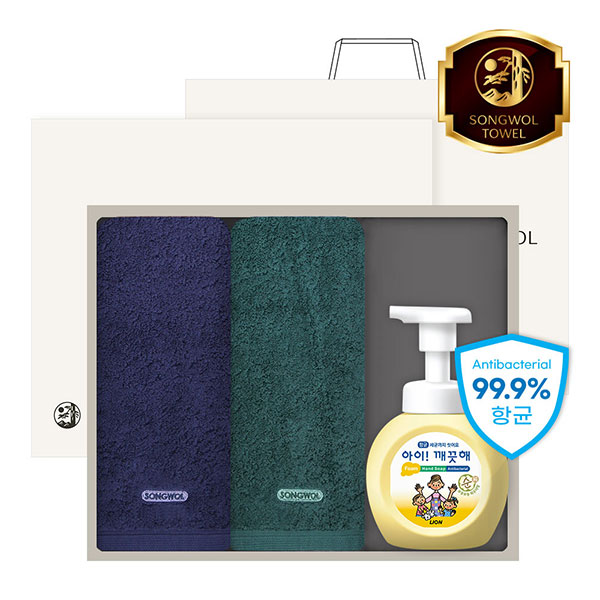 송월 항균 케어 3P 세트 (핸드워시 1개 + 40수200g 포인트 타올 2매)