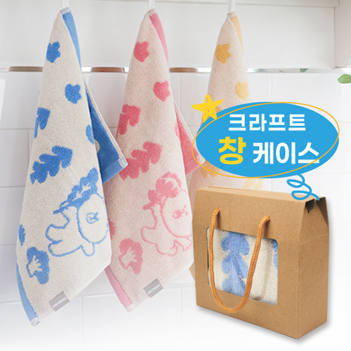 라인프렌즈 포레스트 선염 고리타올 핸드타올 + 창케이스 별도구매