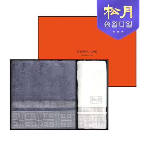 송월 격자 바스타올 + 세면타올 2P 선물세트