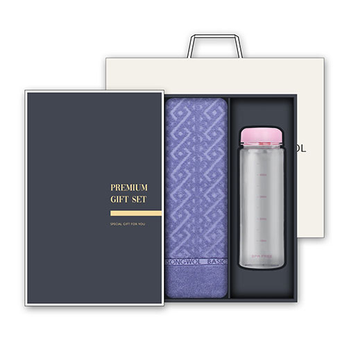 송월 프리미엄 선물세트 (에스닉 타올 1매 + 마이보틀 500ml 1개)