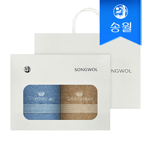 송월 CM 뱀부 블럭40 뱀부얀 수건 155g 2매 선물세트(창박스) + 쇼핑백