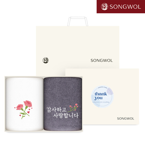 [송월타올]건강 행복 카네이션 타올 2P 세트