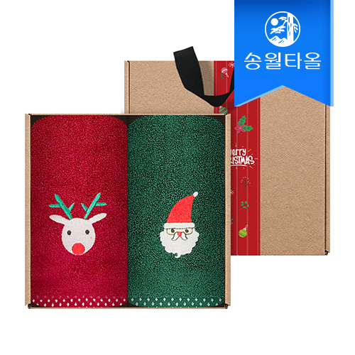 송월 크리스마스 프렌즈 2매 선물세트(크라프트+띠지)