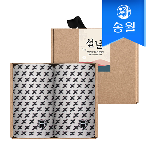 송월타월 명절 설날 새해 신년 핸드타올 크라프트세트(엑스고리2p+스티커)