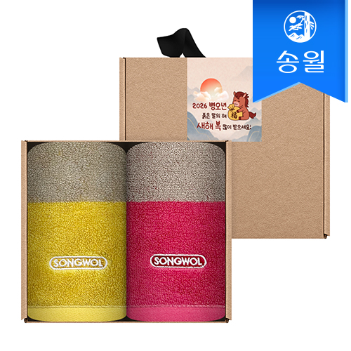 송월타월 2026 병오년 붉은말 신년 핸드타올 크라프트세트(컬러웨이고리2p+스티커)
