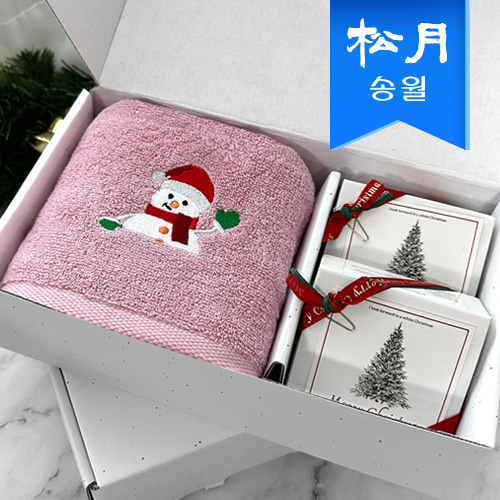 [송월타월] 해피 홀리데이 선물세트A 크리스마스 점프+산타비누2