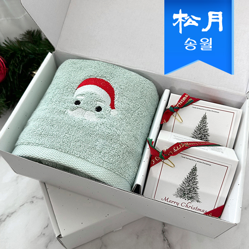 [송월타월] 해피 홀리데이 선물세트B 크리스마스 루눈산+산타비누2