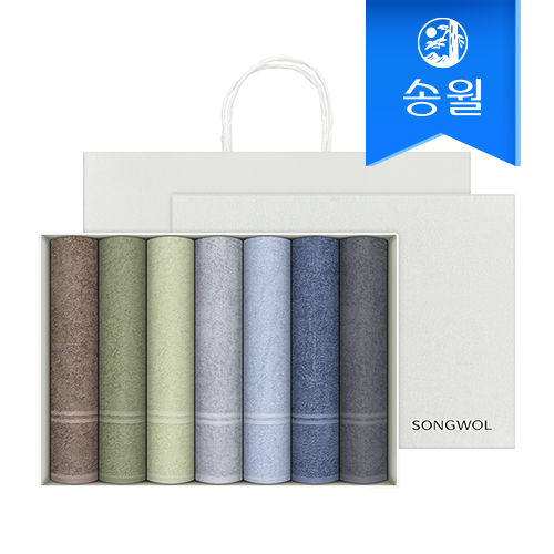 [송월타올]데일리 호텔 수건 데이라인 7매 선물세트 + 쇼핑백 기념수건