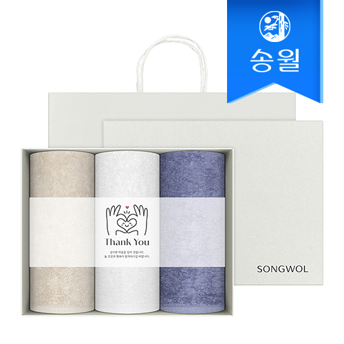 송월타월 베일 패키지 감사 답례품 3매세트(160g코마40수)(쇼핑백 증정)