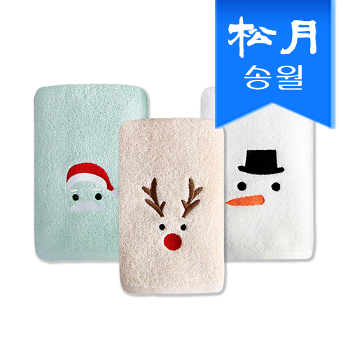 송월타올 크리스마스 루돌프 눈사람 산타 1매