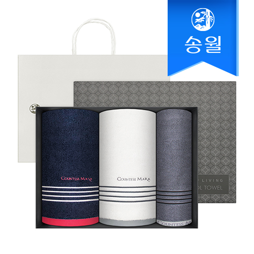 송월 포라인 타올 기프트세트(포라인 세면타올 2p + 포라인 스포츠수건 1p) + 쇼핑백