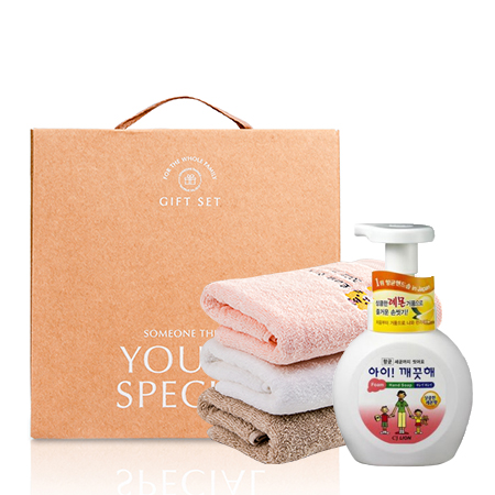 라라낭만 호텔타올 150g+아이깨끗해 핸드워시 레몬향 수건 선물세트