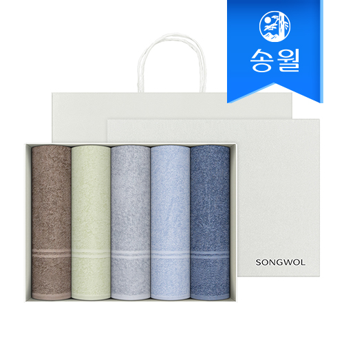 [송월타올] 호텔수건 데일리 데이라인 타올 110g 5p 선물세트(쇼핑백) 기념수건 답례품