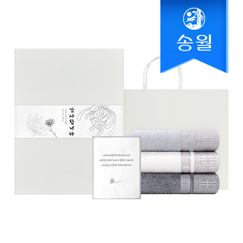 [송월타올] 뱀부얀 격자세면 타올 2매세트 쇼핑백(띠지+감사장) 조문 답례품