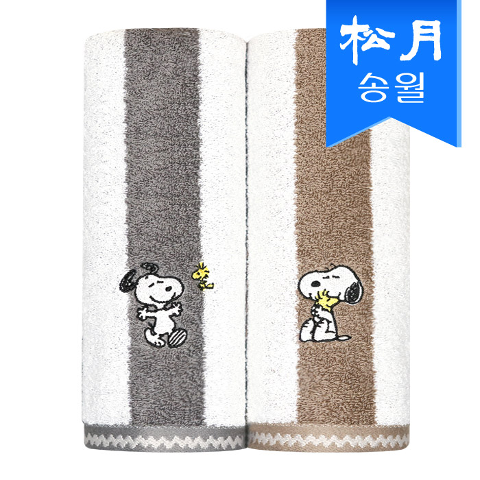 [송월타올] 스누피 멜로우 스트라이프 1매 세면 타올 s