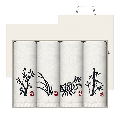 [송월타올] 사군자 자수타올 150g 4매세트