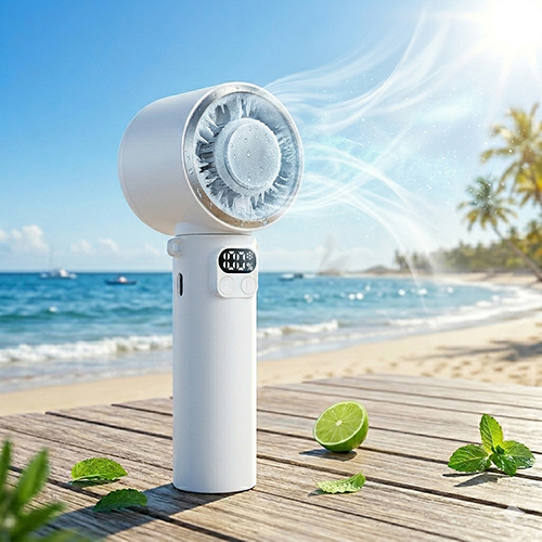 아이스 쿨링 LED 냉각 핸디팬 선풍기 LED디스플레이 C타입 충전식 3000mAh 7엽