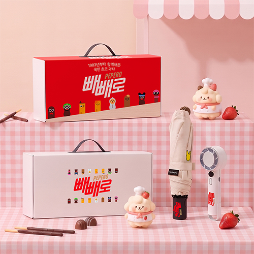 초코 네스트 기프트세트 107호 (MG 버드 3단 슬림 스무디 로고 암막 완전자동우산+쿨링선풍기)