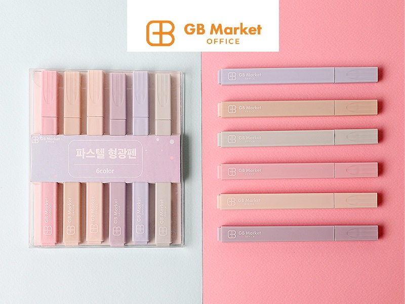 GB오피스정품 형광펜세트 파스텔 형광펜 6P