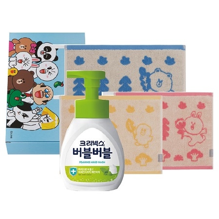 크리넥스 버블핸드워시 라인프렌즈 핸드선염타올세트(2종)