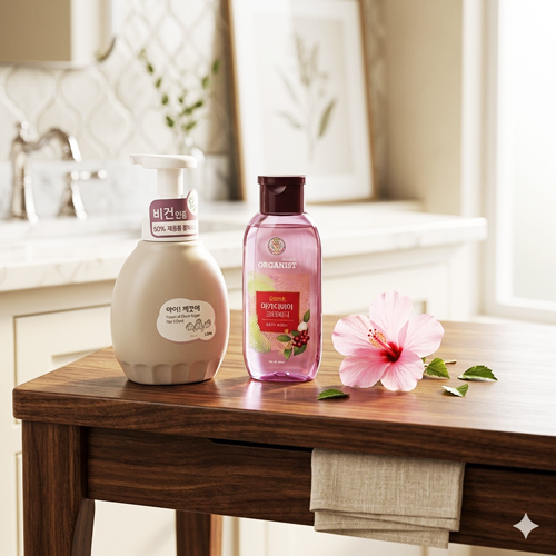 핸드워시 아이깨끗해 프리미엄 클린 비건 450ml + LG 생활건강 마카다미아 바디워시 + 끈케이스 + 케이스 이미지 선택가능