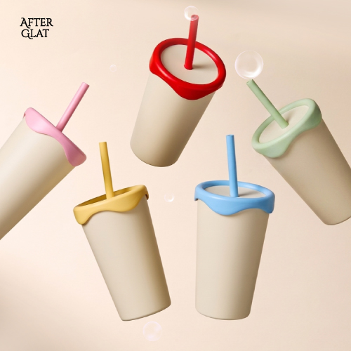 [애프터글랫] 아이보리 러블리 스트로우텀블러 500ml