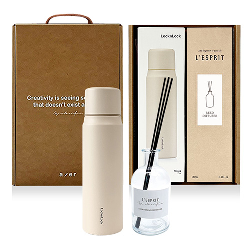 레스쁘리 고급 우유병 디퓨저세트 DD, 디퓨저 베이직 150ml+보온병, 락앤락 마망컵 505ml