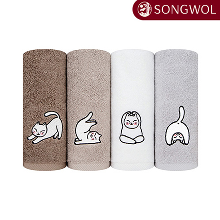[송월타올]요가하는 고양이 타올 150g